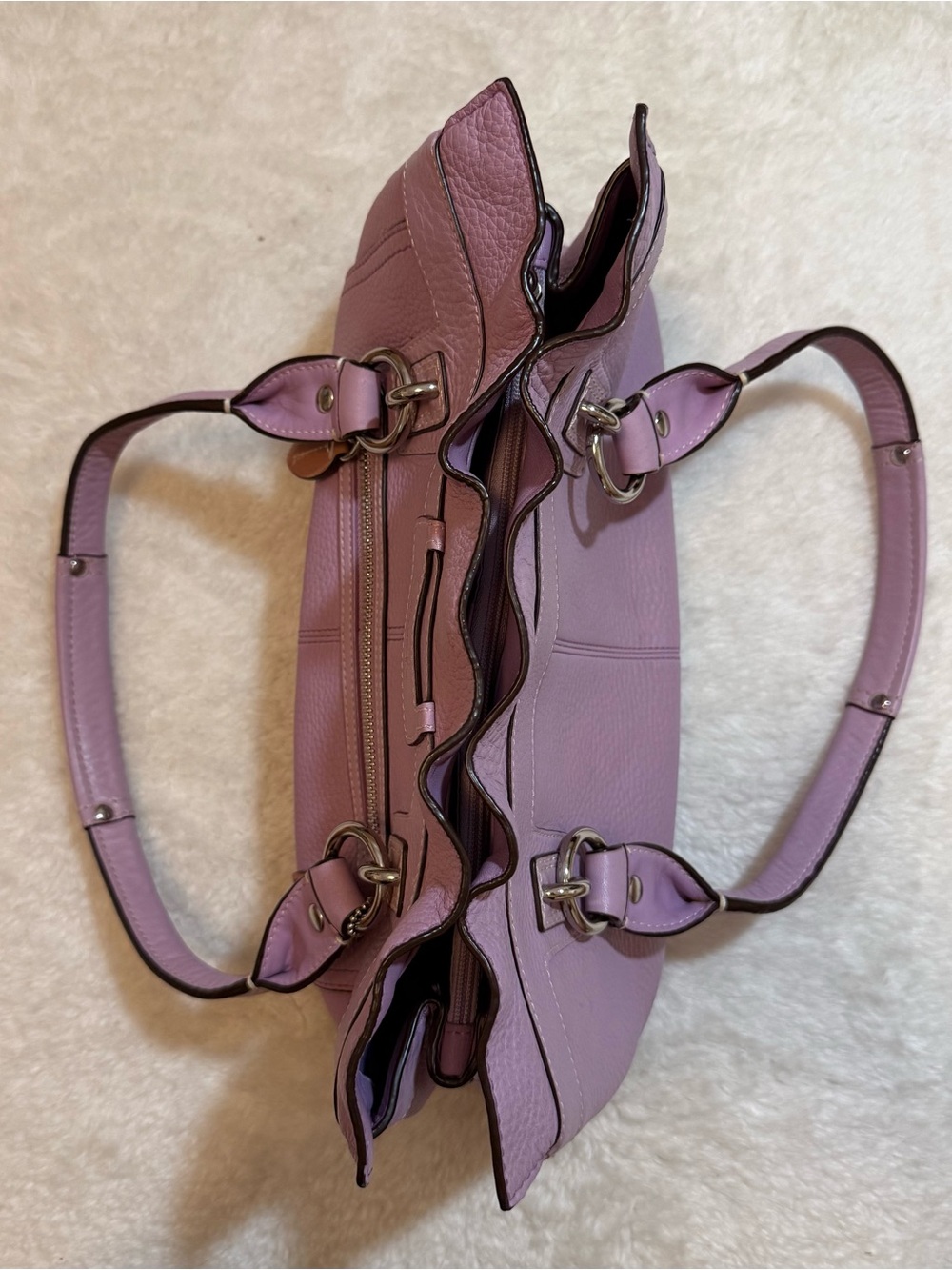 Authentic Coach Penelope Bag Lavender Pebbled Leather w/Silver Hardware Perfect - Picture 11 of 15